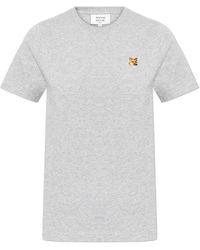 Maison Kitsuné - T-Shirt With Logo Patch - Lyst