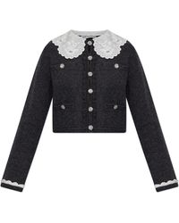 Self-Portrait - Cardigan With A Detachable Collar - Lyst
