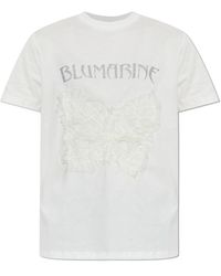 Blumarine - T-Shirt With Tulle Applique - Lyst