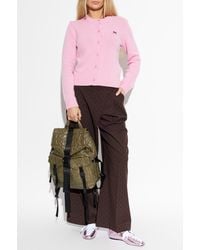 Ganni - Cardigan With Embroidered Logo - Lyst
