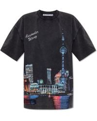 Alexander Wang - T-Shirt With Print And Shimmering Appliqués - Lyst