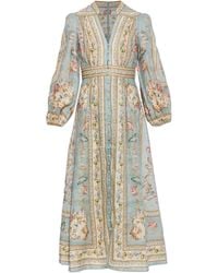 Zimmermann - Linen Dress With Floral Motif - Lyst