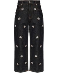 Marni - Jeans With Floral Applique - Lyst