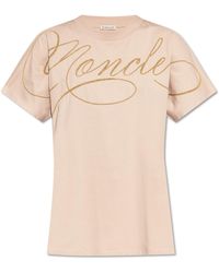 Moncler - T-Shirt With Embroidered Logo - Lyst