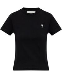Ami Paris - T-Shirt With Embroidered Logo - Lyst
