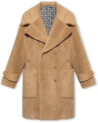 Balmain - Wool Double Breasted Coat. - Lyst