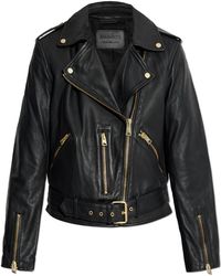 AllSaints - Asymmetric Biker Leather Jacket - Lyst