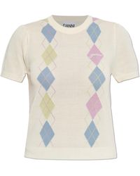 Ganni - Top With A Round Neckline - Lyst