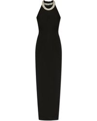 Balmain - Dress With Shimmering Crystals On The Neckline - Lyst