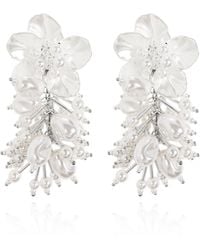 Self-Portrait - Earrings With A Pearly Flower And Beads - Lyst