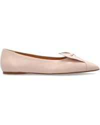 Ferragamo - Leather Ballet Flats With A Bow - Lyst