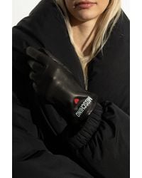 Moschino - Leather Gloves With Printed Logo - Lyst