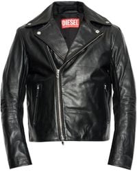 DIESEL - Leather Jacket 'L-Eo-Wrd' - Lyst