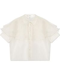 FRAME - Silk Top With Ruffles - Lyst