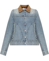 McQueen - Denim Jacket With Corduroy Collar - Lyst