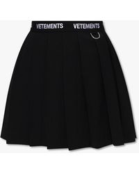 Vetements - Black Pleated Skirt With Logo - Lyst