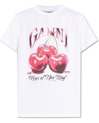 Ganni - Cherry Cotton T-Shirt - Lyst