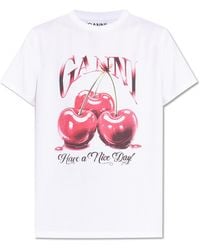 Ganni - Cherry Cotton T-Shirt - Lyst