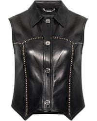 Versace - Leather Vest With Studs - Lyst