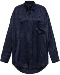 Balenciaga - Silk Shirt With Logo - Lyst