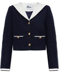 Self-Portrait - Jacket With Collar - Lyst