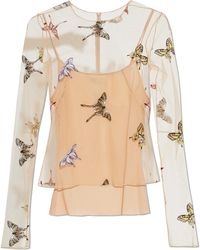 Blumarine - Tulle Top With Butterfly Motif - Lyst