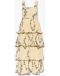 Ganni Dress With Floral Motif - Yellow
