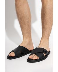 Fendi - Leather Slides With Logo - Lyst