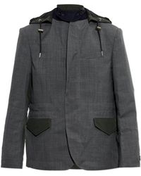 Sacai - Wool Jacket With Detachable Hood - Lyst