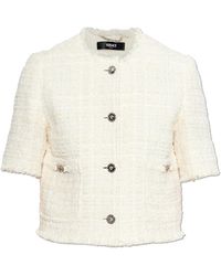 Versace - Tweed Short-Sleeve Cardigan - Lyst