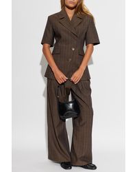 Ganni - Wool Blazer With Short Sleeves - Lyst