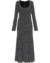 Dolce & Gabbana - Silk Midi Dress With Long Sleeves - Lyst