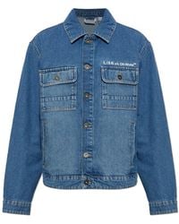 LAB C.O. OFF WHITE - Ab C/O Off- Denim Jacket With Printed Logo - Lyst