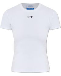 Off-White c/o Virgil Abloh - Ribbed T-Shirt With Embroidered Logo - Lyst
