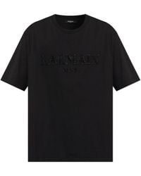 Balmain - T-Shirt With Shimmering Crystals - Lyst
