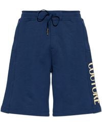 Versace Jeans Couture - Sweat Shorts With Printed Logo - Lyst