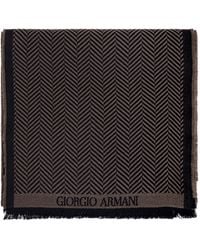Giorgio Armani - Wool Scarf With Herringbone Pattern - Lyst