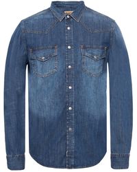 diesel black denim shirt