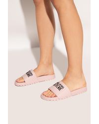 Versace Jeans Couture Slides With Logo - Pink