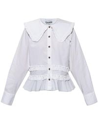 Ganni - Shirt With Ruffles - Lyst