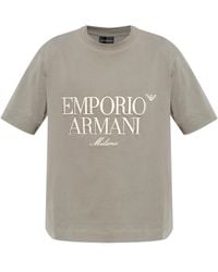 Emporio Armani - T-Shirt With Embroidered Logo - Lyst