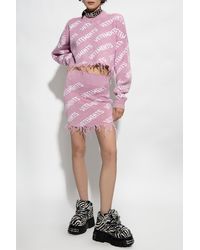 Vetements - Pink Cropped Sweater With Logo - Lyst