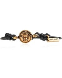 Versace - Leather Bracelet With Medusa Head - Lyst