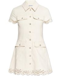 Self-Portrait - Denim Dress With Openwork Trim - Lyst