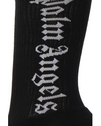 Palm Angels Logo-embroidered Socks - Black