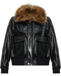 Sacai - Leather Jacket With Faux Fur - Lyst