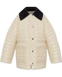 Ganni - Insulated Jacket With Corduroy Collar - Lyst