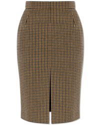 Saint Laurent - Check-pattern Straight Skirt - Lyst