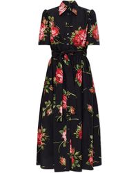 Dolce & Gabbana - Dress With Floral Motif - Lyst