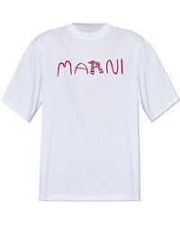 Marni - T-Shirt With A Logo And Velvet Finish - Lyst